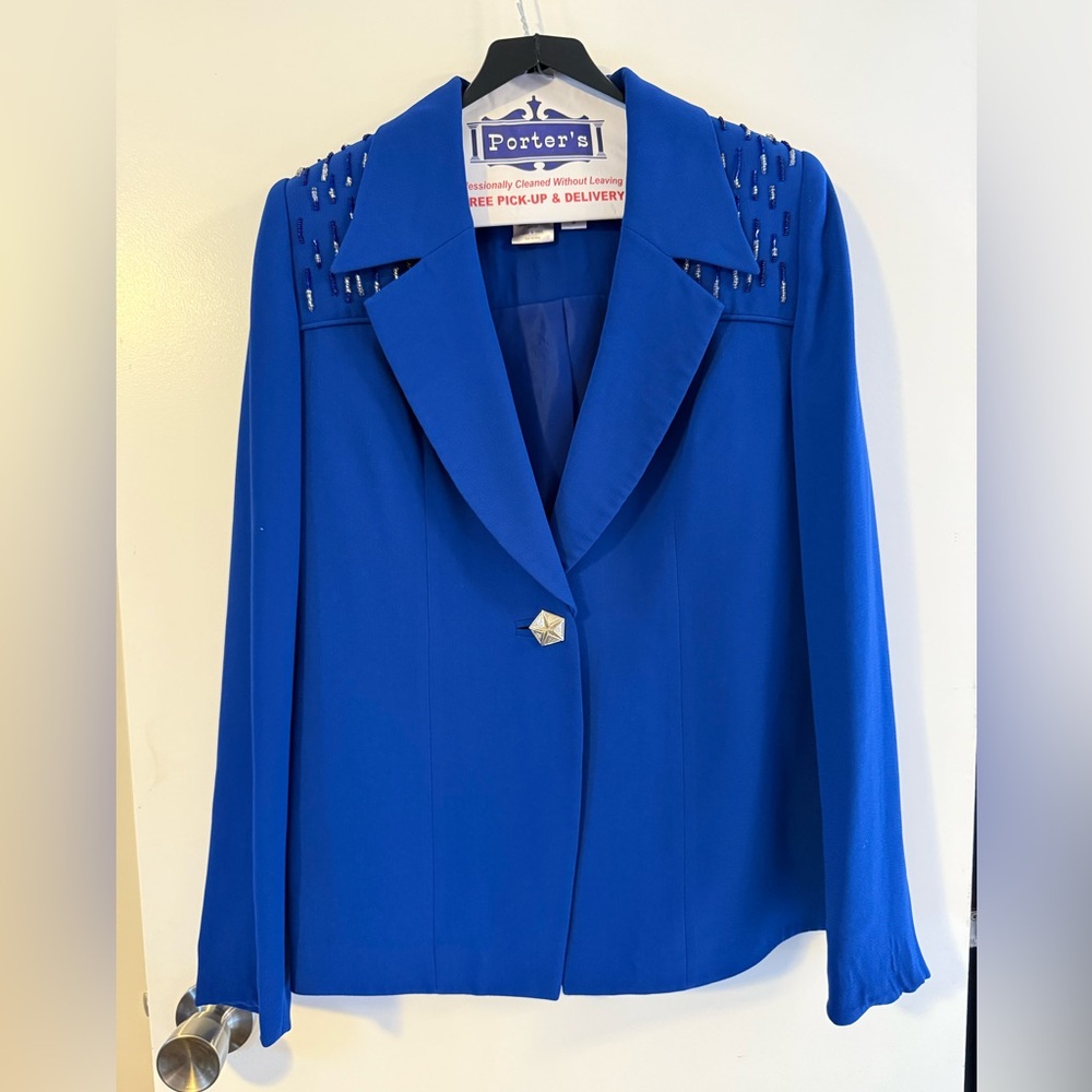 Milano Royal Blue Women's Blazer with Embellished Shoulders